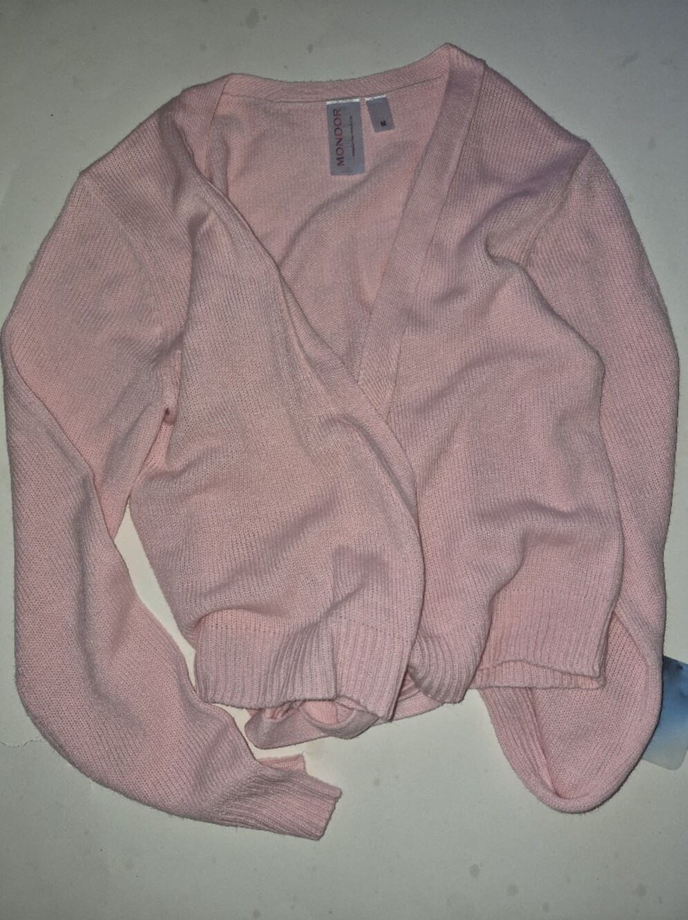 Mondor 1804 Ballerina Pink Women's Wrap Knit Sweater NWT Medium